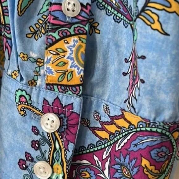 Talbots Cotton Button Front Swirly Paisley Blouse Top Women's Plus Size 3X - Picture 5 of 8